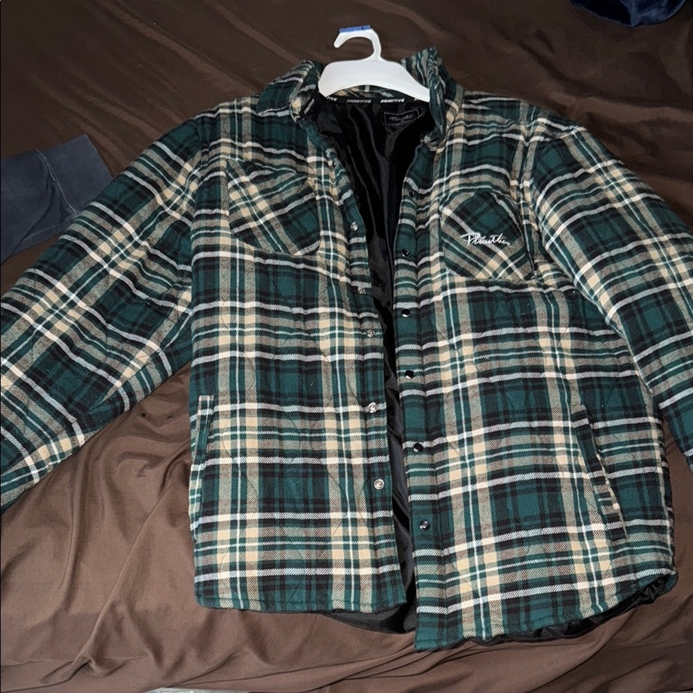 PRIMITIVE Plaid Flannel Jacket - Green and Black